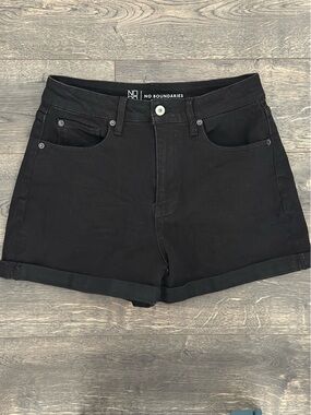 Black Denim Skirt with Button Front